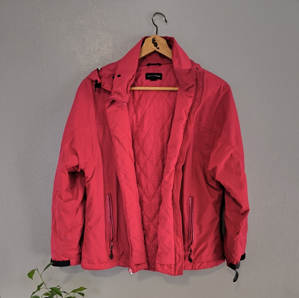 Lands End lined hooded red jacket XL
